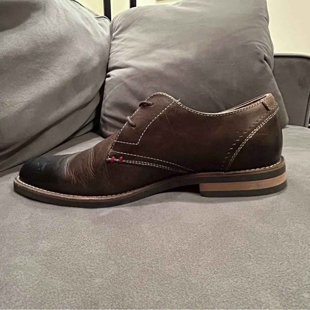 Original Penguin Mens Wade OP100197 Brown Leather Oxford Dress Shoes Size 9.5